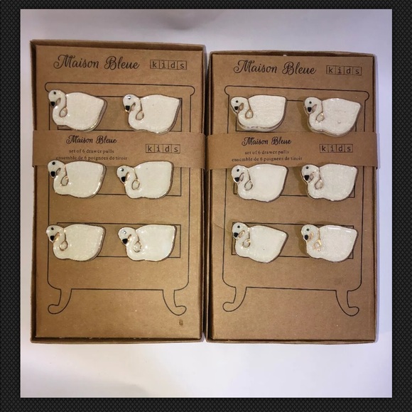 12x White Gold Swan Cabinet Drawer Knobs Pulls - Picture 1 of 8